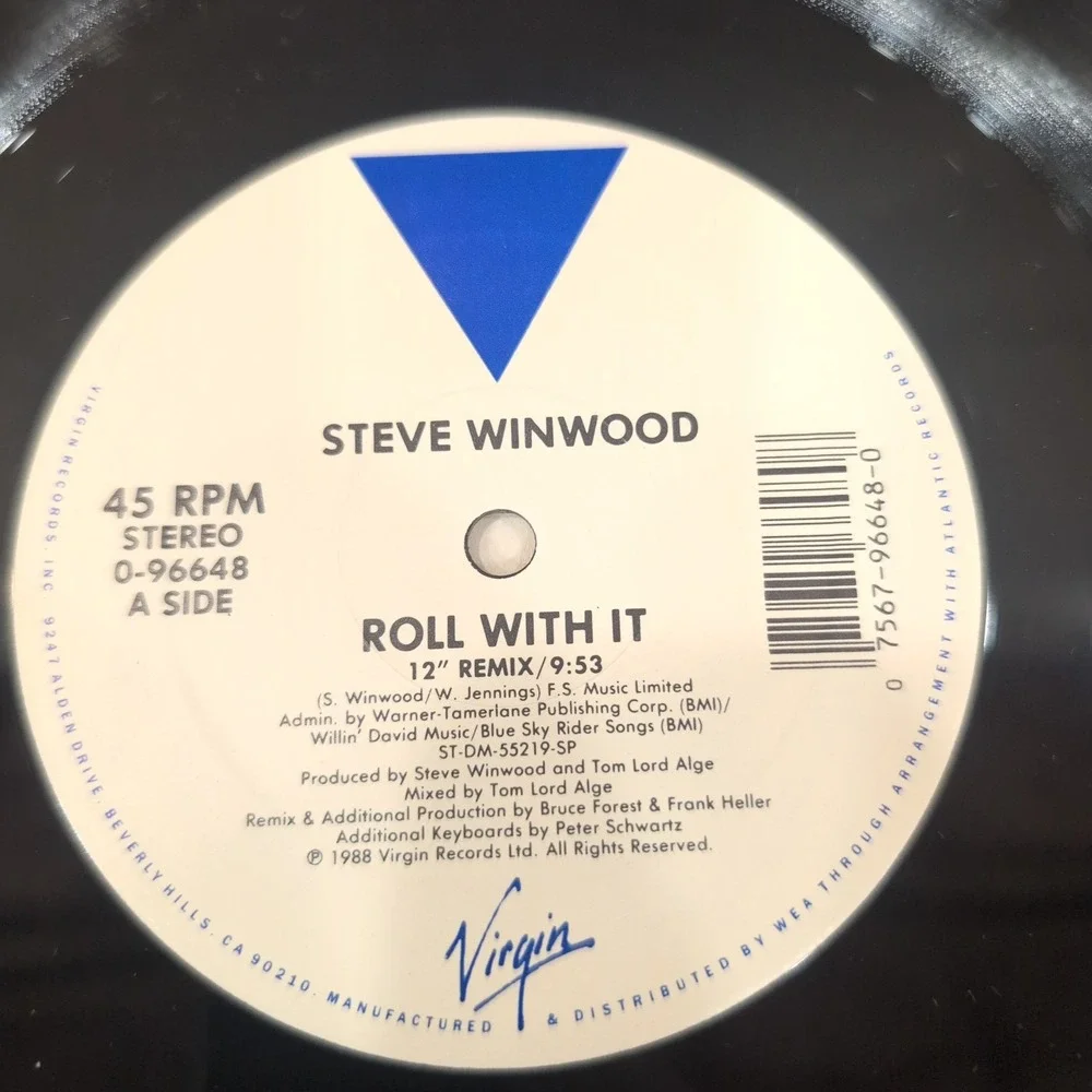 Steve Winwood Roll With It 12" Vinyl Single 1988 45 RPM 0-96648 Remix VG+ - Picture 6 of 6